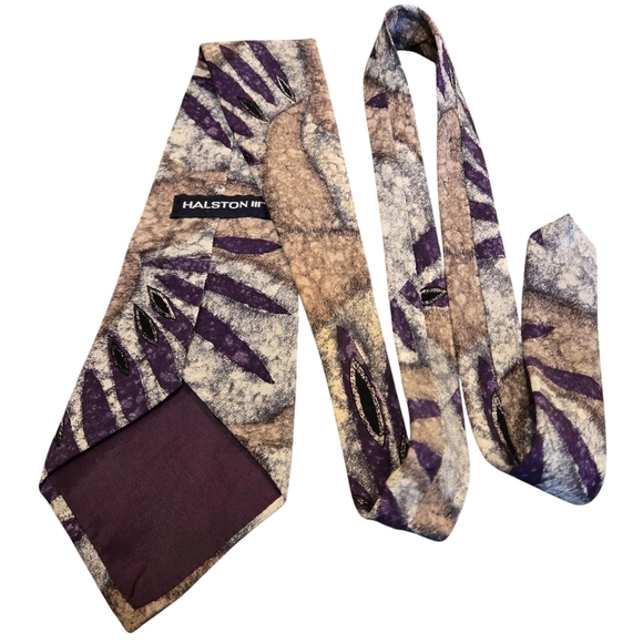 Vintage Halston III Necktie 100% silk Textured, Marbled Pattern Abstract Art - Picture 2 of 8